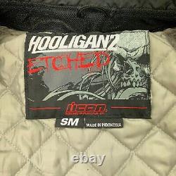 Icon Hooligan 2 Motorcycle Jacket Small Black White Skull Elbow Panels