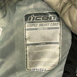 Icon Hooligan 2 Motorcycle Jacket Small Black White Skull Elbow Panels