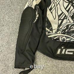 Icon Hooligan 2 Motorcycle Jacket Small Black White Skull Elbow Panels