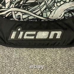 Icon Hooligan 2 Motorcycle Jacket Small Black White Skull Elbow Panels