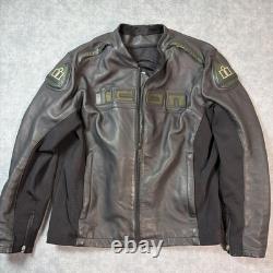 Icon Jacket Mens 4XL Black Leather Accelerant Motorcycle Padded Zip Pockets
