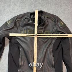 Icon Jacket Mens 4XL Black Leather Accelerant Motorcycle Padded Zip Pockets