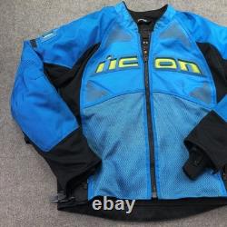 Icon Jacket Mens Large Blue Mesh Textile Motorcycle Riding Contra 2 Armor Padded