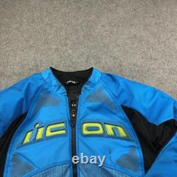 Icon Jacket Mens Large Blue Mesh Textile Motorcycle Riding Contra 2 Armor Padded