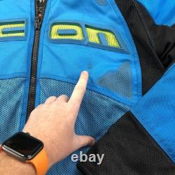 Icon Jacket Mens Large Blue Mesh Textile Motorcycle Riding Contra 2 Armor Padded