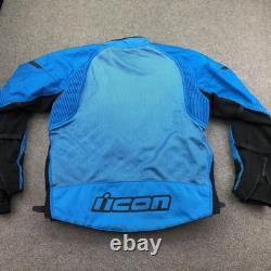 Icon Jacket Mens Large Blue Mesh Textile Motorcycle Riding Contra 2 Armor Padded