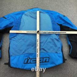 Icon Jacket Mens Large Blue Mesh Textile Motorcycle Riding Contra 2 Armor Padded