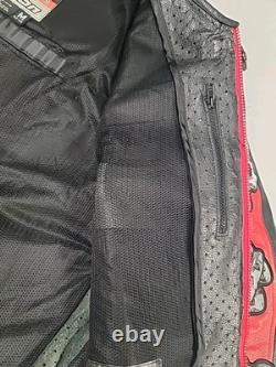 Icon Medium Men's SKULL Black & Red Leather Motorcycle Jacket. READ