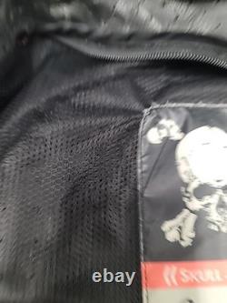 Icon Medium Men's SKULL Black & Red Leather Motorcycle Jacket. READ