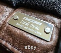 Icon Men's CHAPTER Brown Leather Motorcycle Jacket Limited 986/1000 Large