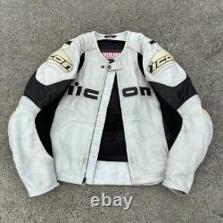 Icon Mens Leather Motorcycle Jacket Overlord Prime Hero 2XL Armored Patina Worn