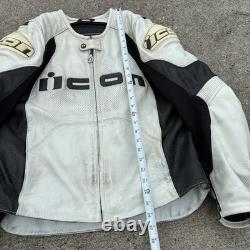 Icon Mens Leather Motorcycle Jacket Overlord Prime Hero 2XL Armored Patina Worn