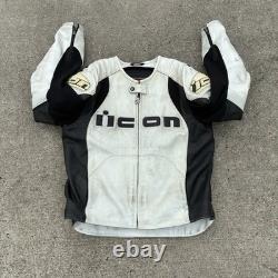 Icon Mens Leather Motorcycle Jacket Overlord Prime Hero 2XL Armored Patina Worn