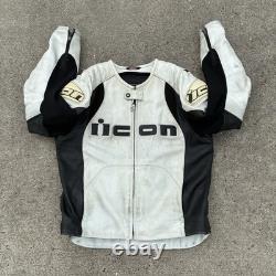 Icon Mens Leather Motorcycle Jacket Overlord Prime Hero 2XL Armored Patina Worn