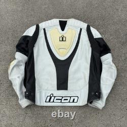Icon Mens Leather Motorcycle Jacket Overlord Prime Hero 2XL Armored Patina Worn