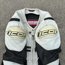 Icon Mens Leather Motorcycle Jacket Overlord Prime Hero 2XL Armored Patina Worn