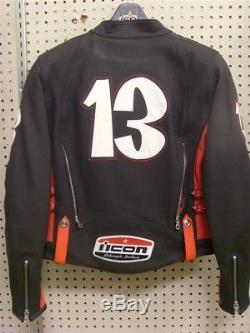 Icon Moto Hella Crossbone Racer Size Medium M Leather Motorcycle Jacket Used 13