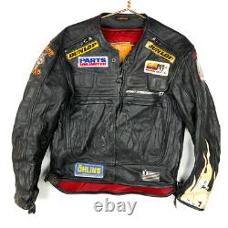 Icon Motorcycle Armored Leather Bomber Jacket Small Black Full Zip