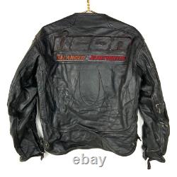 Icon Motorcycle Armored Leather Bomber Jacket Small Black Full Zip