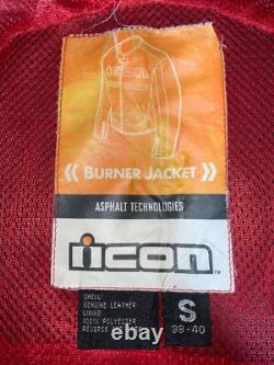 Icon Motorcycle Armored Leather Bomber Jacket Small Black Full Zip