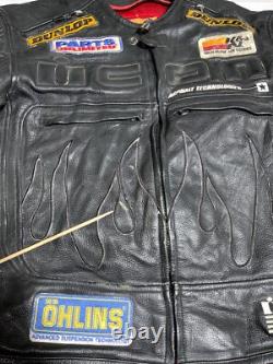 Icon Motorcycle Armored Leather Bomber Jacket Small Black Full Zip