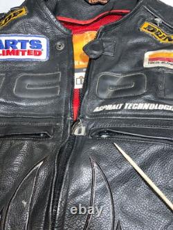 Icon Motorcycle Armored Leather Bomber Jacket Small Black Full Zip