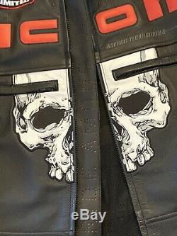 Icon Motorcycle Skull Chains Jacket Black & Red Leather with Armor Mens Sz Large