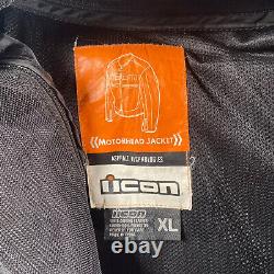 Icon Motorhead Jacket Mens XL Leather Asphalt Technologies Protective Pad Skull