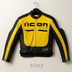 Icon Motorhead Leather Motorcycle Jacket Armored Vented Large FREE SHIPPING