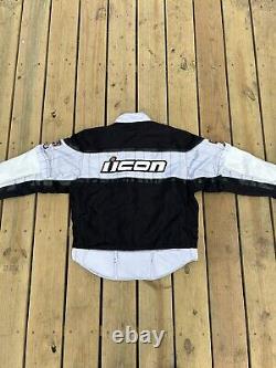 Icon Motorsports Motorcycle Racing Tarmac Jacket Coat Padded Armor Mens XL White