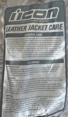 Icon Overlord Leather Motorcycle Riding Jacket with Liner Vest White Size XL