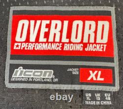 Icon Overlord Leather Motorcycle Riding Jacket with Liner Vest White Size XL