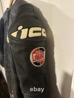 Icon Overlord Prime Hero Leather Motorcycle Jacket Black Men's Size Large LG