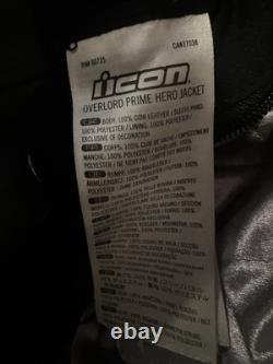 Icon Overlord Prime Hero Leather Motorcycle Jacket Black Men's Size Large LG