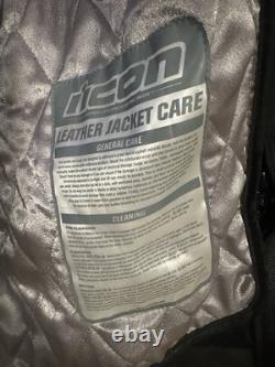 Icon Overlord Prime Hero Leather Motorcycle Jacket Black Men's Size Large LG