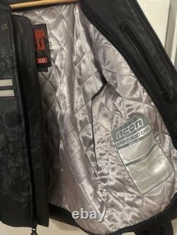 Icon Overlord Prime Hero Leather Motorcycle Jacket Black Men's Size Large LG