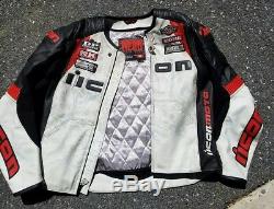 Icon Overlord Prime Hero XL Black Whit Red Leather Jacket Motorcycle Alpinestars