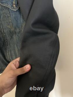 Icon Strongarm Denim Leather Padded Motorcycle Biker Jacket Size L