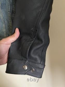 Icon Strongarm Denim Leather Padded Motorcycle Biker Jacket Size L