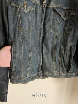 Icon Strongarm Denim Leather Padded Motorcycle Biker Jacket Size L
