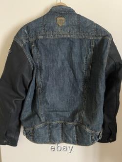 Icon Strongarm Denim Leather Padded Motorcycle Biker Jacket Size L