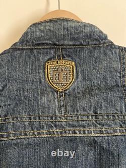Icon Strongarm Denim Leather Padded Motorcycle Biker Jacket Size L