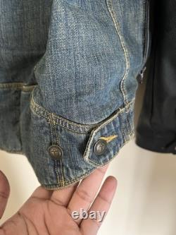 Icon Strongarm Denim Leather Padded Motorcycle Biker Jacket Size L