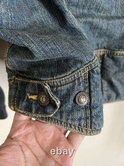 Icon Strongarm Denim Leather Padded Motorcycle Biker Jacket Size L