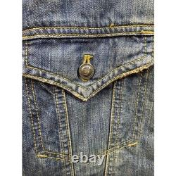 Icon Strongarm Jacket Mens Blue Denim Leather Sleeve Moto Riding XL