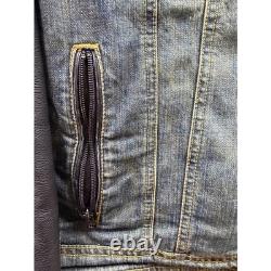 Icon Strongarm Jacket Mens Blue Denim Leather Sleeve Moto Riding XL