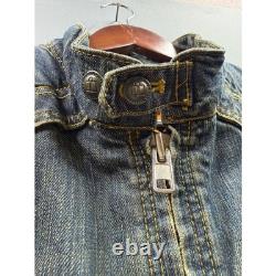 Icon Strongarm Jacket Mens Blue Denim Leather Sleeve Moto Riding XL