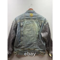 Icon Strongarm Jacket Mens Blue Denim Leather Sleeve Moto Riding XL