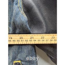 Icon Strongarm Jacket Mens Blue Denim Leather Sleeve Moto Riding XL