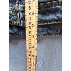 Icon Strongarm Jacket Mens Blue Denim Leather Sleeve Moto Riding XL